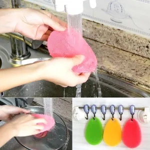 10 Pieces or 20 Pieces Multipurpose Food-Grade Antibacterial Silicone Oval Smart Scrub - 5 Colours Available!