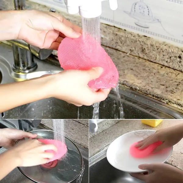 10 Pieces or 20 Pieces Multipurpose Food-Grade Antibacterial Silicone Oval Smart Scrub - 5 Colours Available!