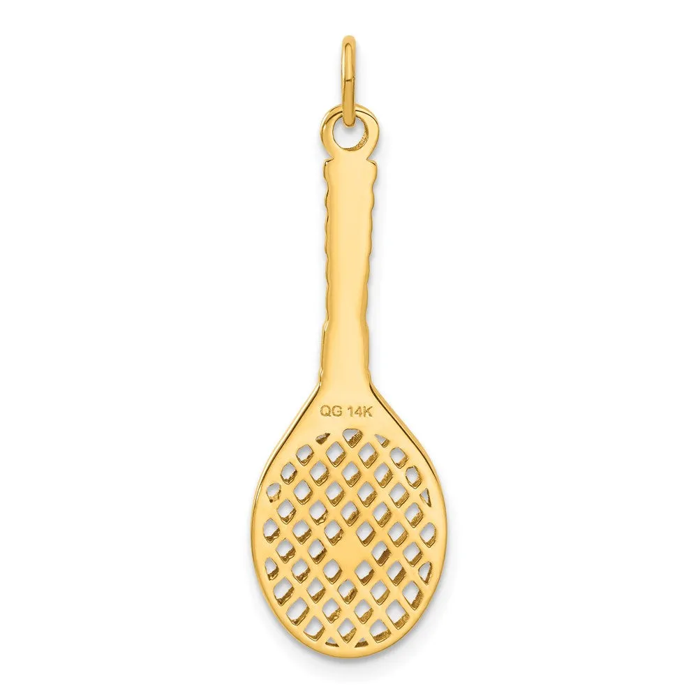 14K Tennis Racquet W/FW Cultured Pearl Charm