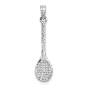 14K White Gold 3-D Tennis Racquet Pendant