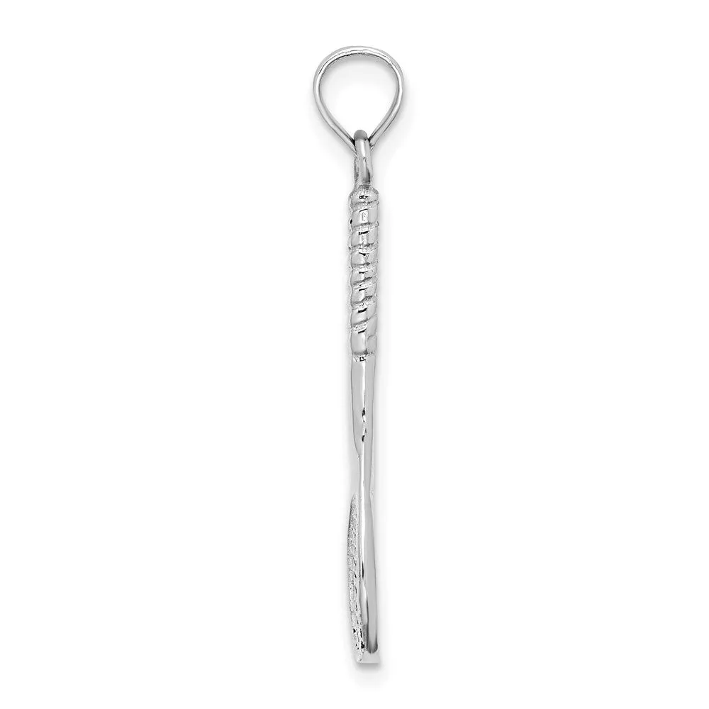 14K White Gold 3-D Tennis Racquet Pendant