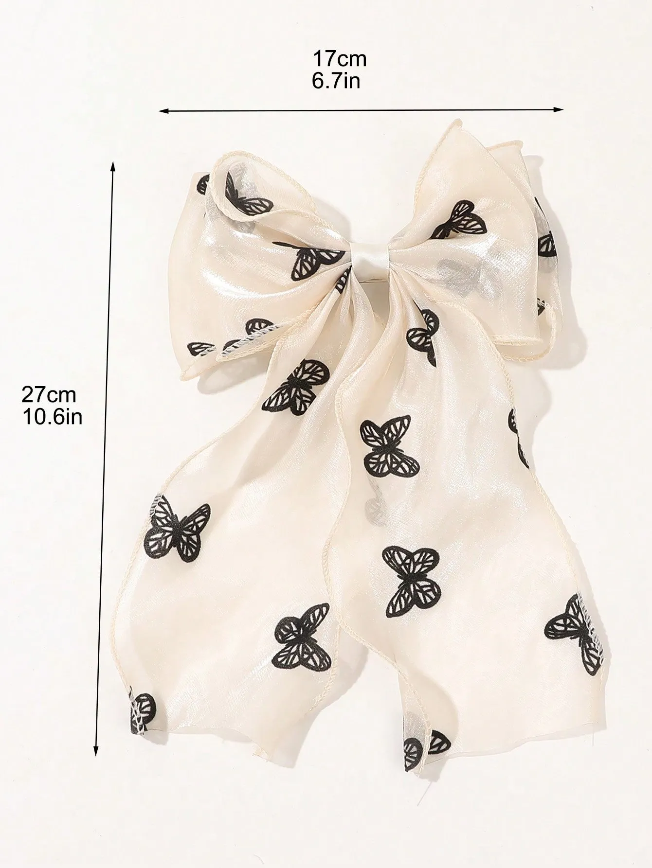 1pc Cream-Colored Hollow Out Butterfly Print Mesh Hair Clip