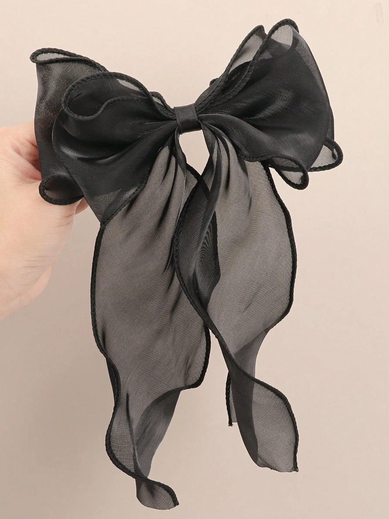 1pc Cream-Colored Hollow Out Butterfly Print Mesh Hair Clip