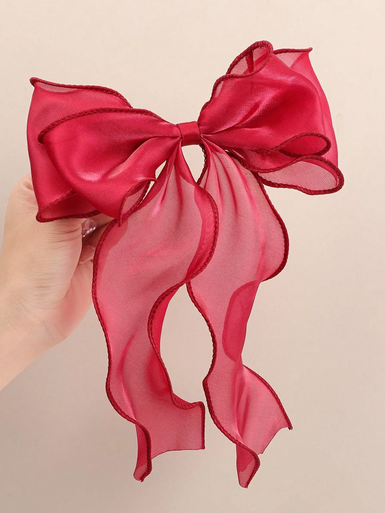 1pc Cream-Colored Hollow Out Butterfly Print Mesh Hair Clip