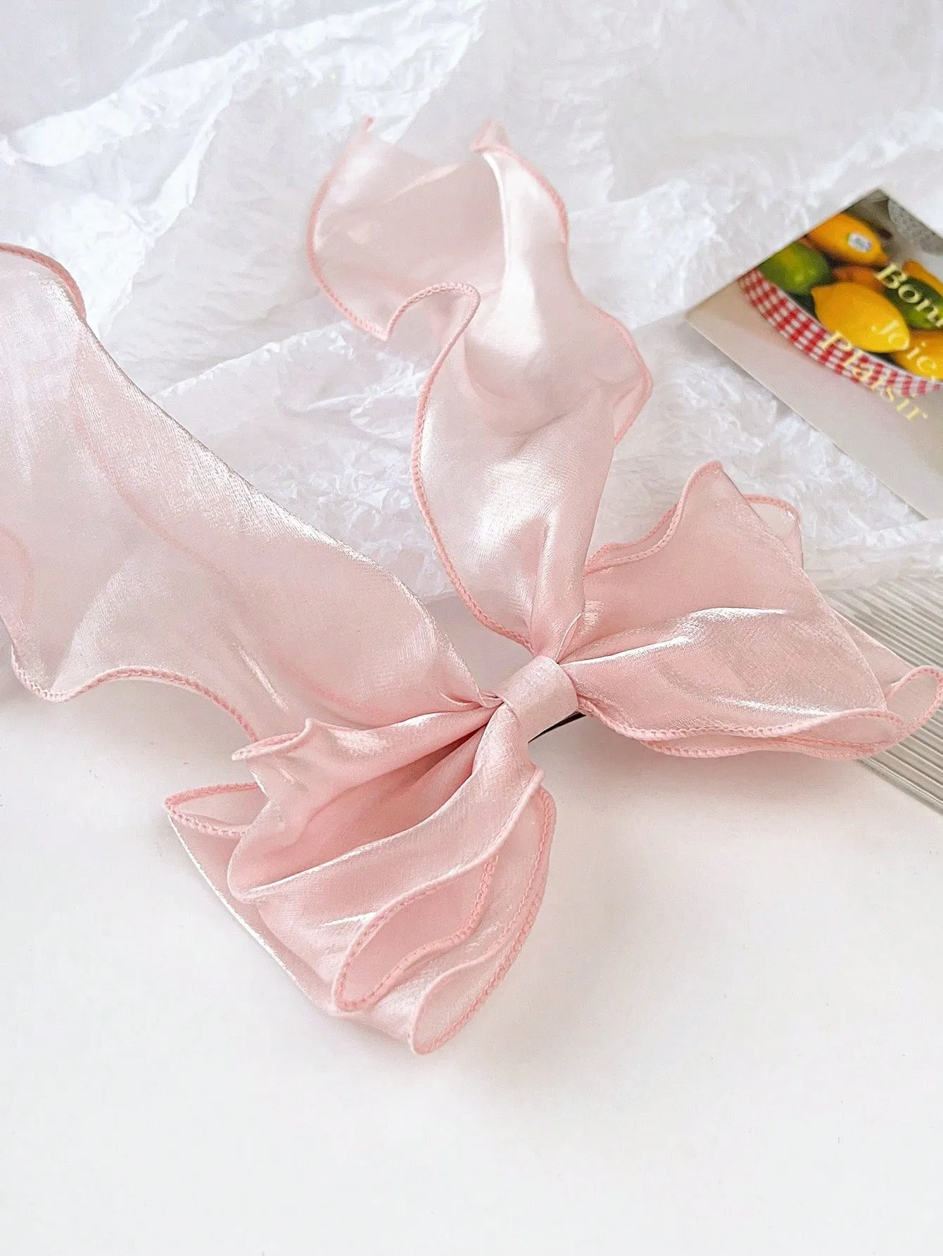 1pc Mesh Bow With Long Wavy Ribbon Spring Hair Clip- FD ⚡