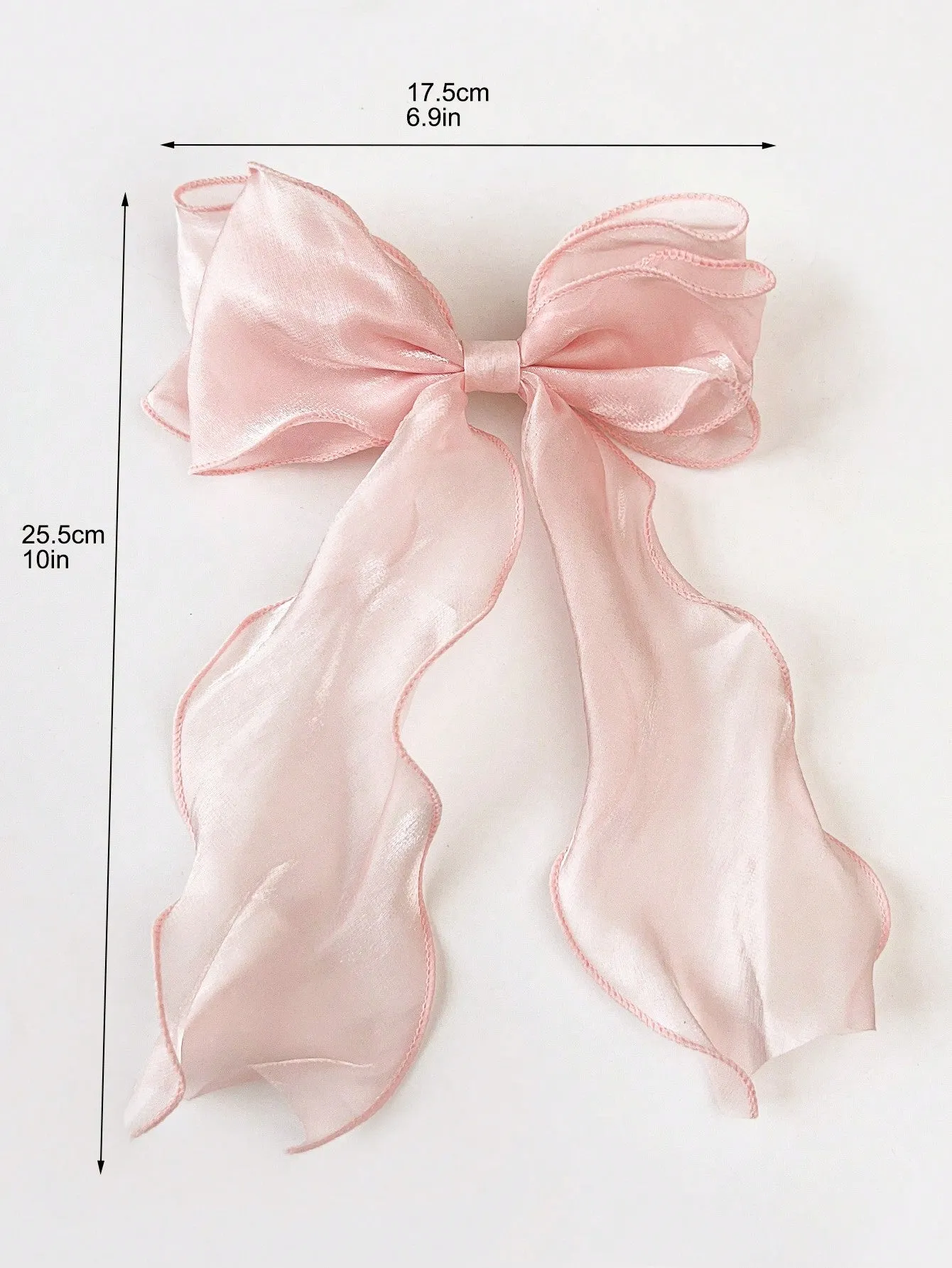 1pc Mesh Bow With Long Wavy Ribbon Spring Hair Clip- FD ⚡
