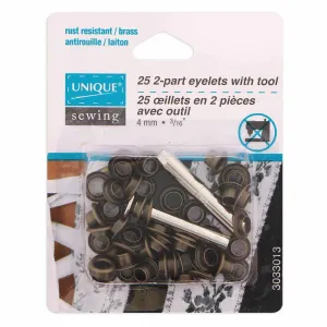 2-Part Eyelets with Tool Antique Gold 4mm (1⁄8") - 25 pcs  Grommets - 3033013