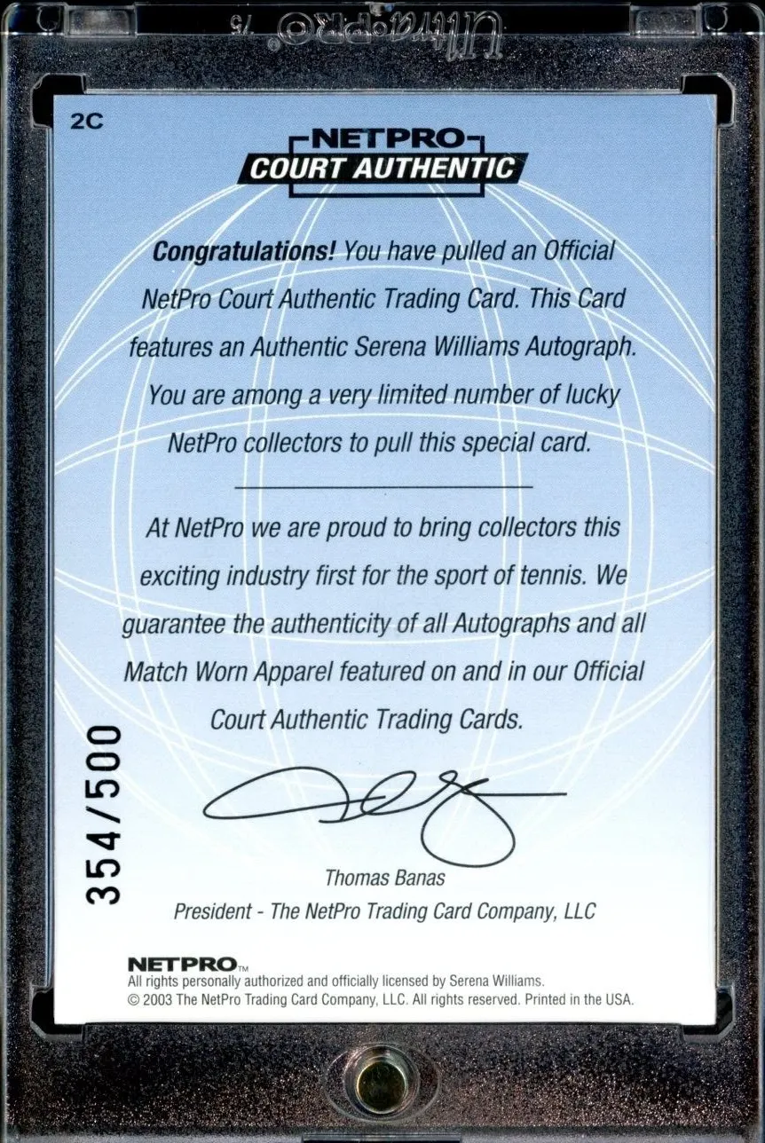 2003 Netpro International Serena Williams Rookie RC Auto #/500