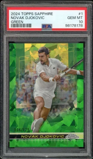 2024 Topps Chrome Sapphire Tennis Green /125 #1 Novak Djokovic PSA 10 GEM MINT