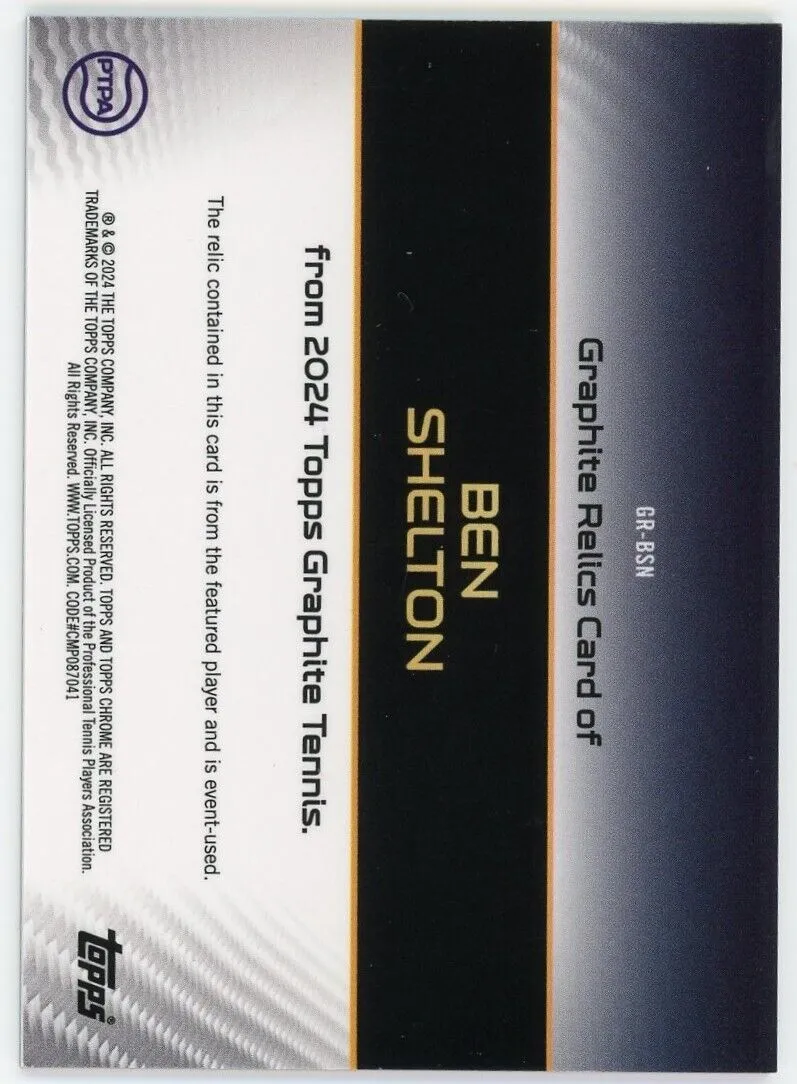 2024 Topps Graphite Tennis Ben Shelton Rookie Relic Gold Refractor /25 #GR-BSN