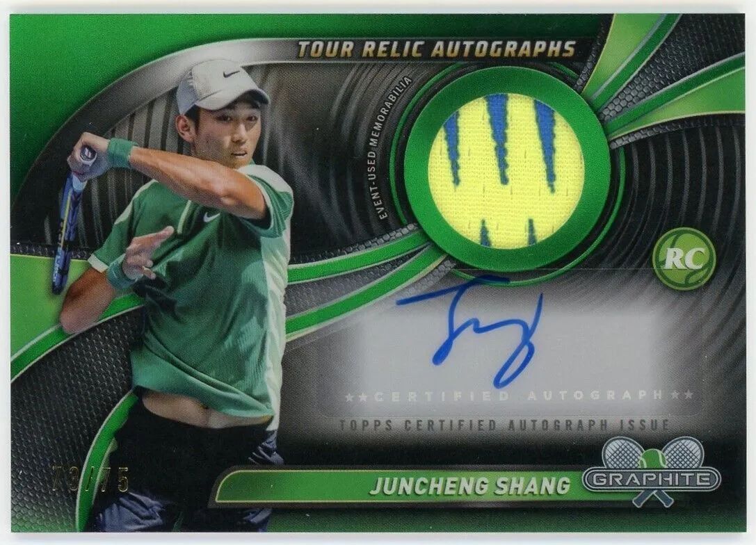 2024 Topps Graphite Tennis Shang Juncheng Auto Tour Relic Green Refractor /75