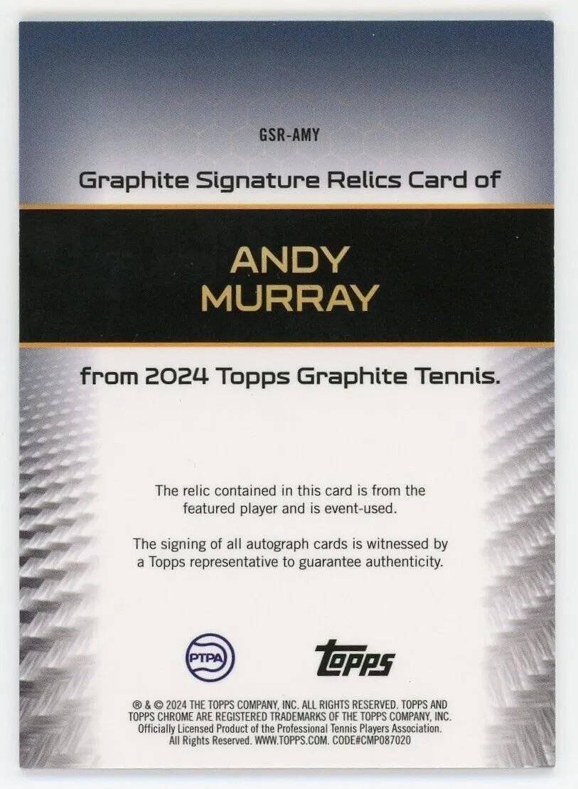 2024 Topps Graphite Tennis Signature Andy Murray Auto Relic Refractor #GSR-AMY