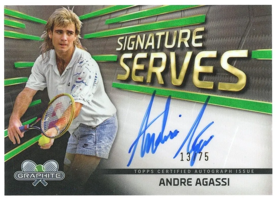 2024 Topps Graphite Tennis Signature Serves Andre Agassi Green Refractor /75