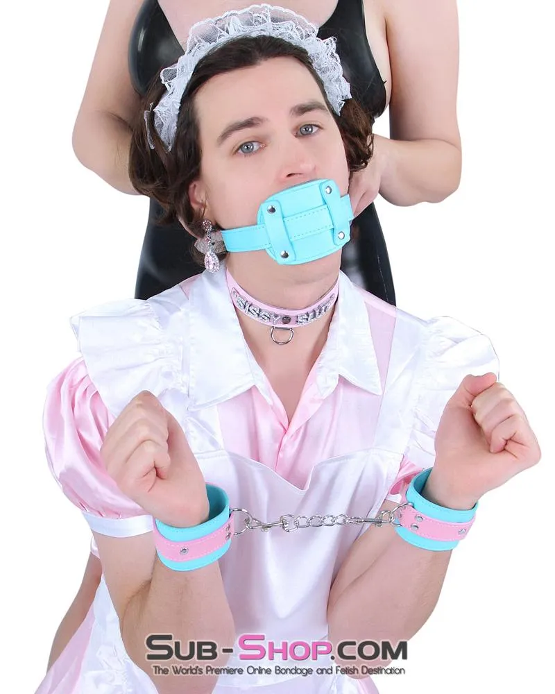 2743RS-SIS      Pretty Sissy Deep Throat Locking Diamond Female Led Relationship Blue Penis Gag