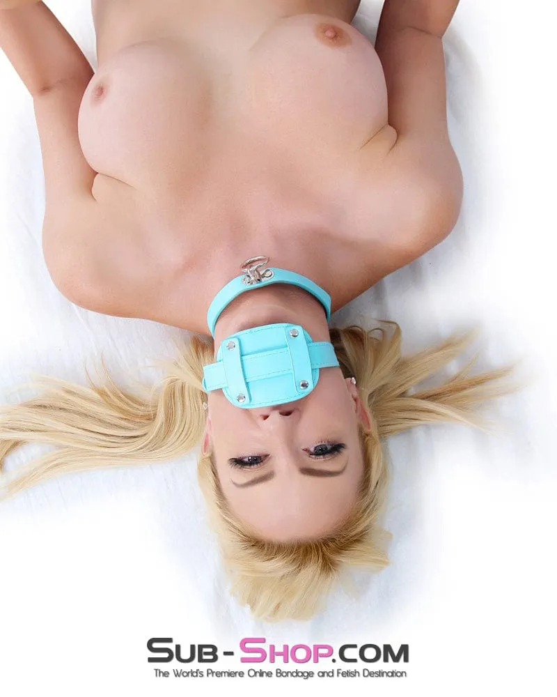 2743RS-SIS      Pretty Sissy Deep Throat Locking Diamond Female Led Relationship Blue Penis Gag