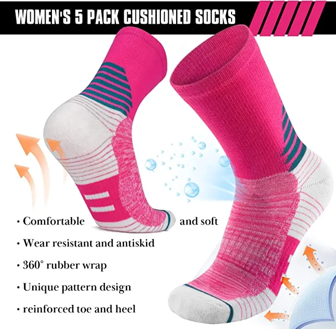 5-Pairs Cute Women's Hiking Walking Socks | ACTINPUT