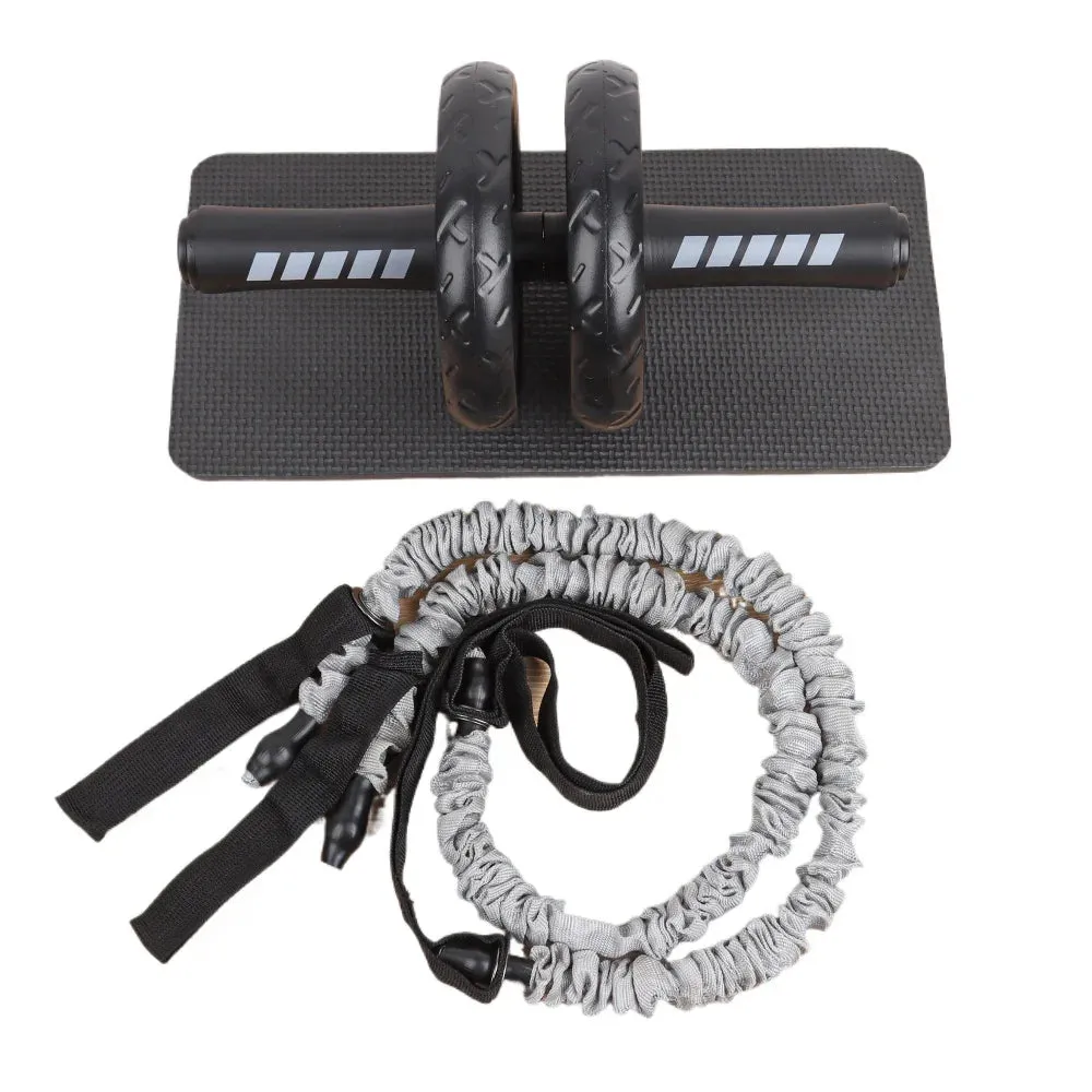 AB Roller Wheel Workout Equipment with Knee Pad & Resistance Bands for Core Training