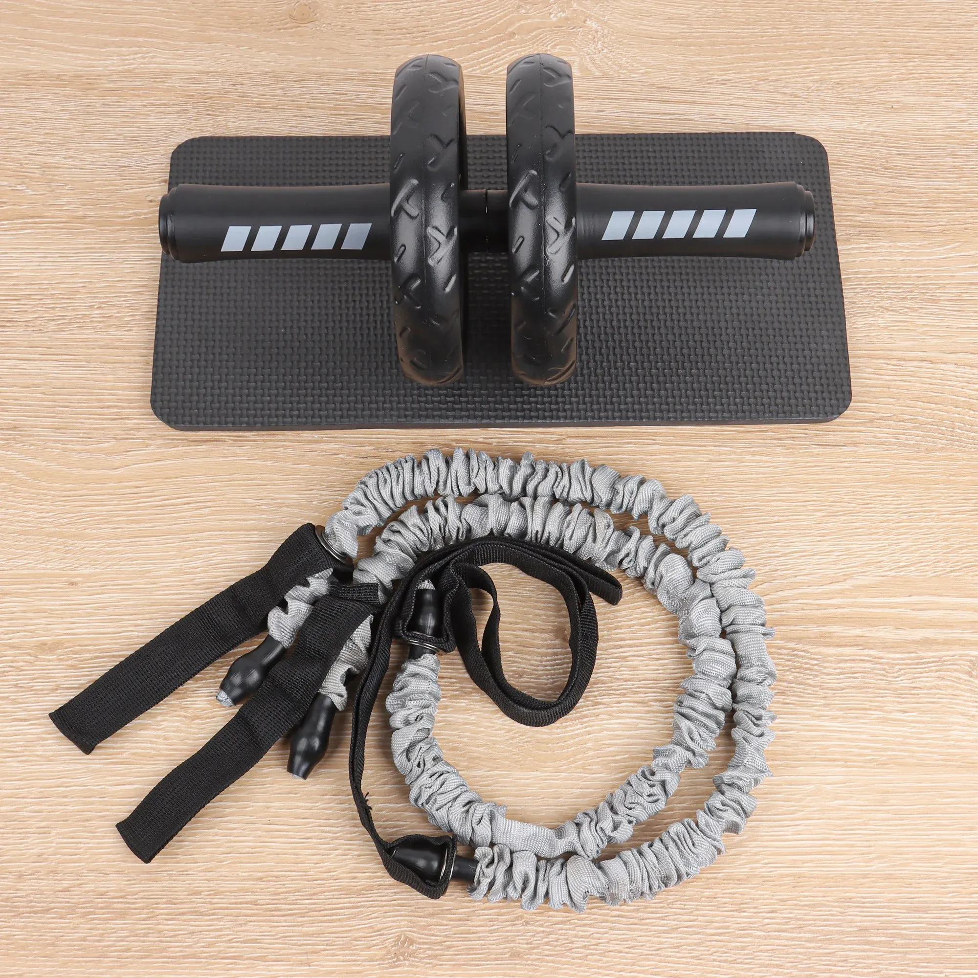 AB Roller Wheel Workout Equipment with Knee Pad & Resistance Bands for Core Training