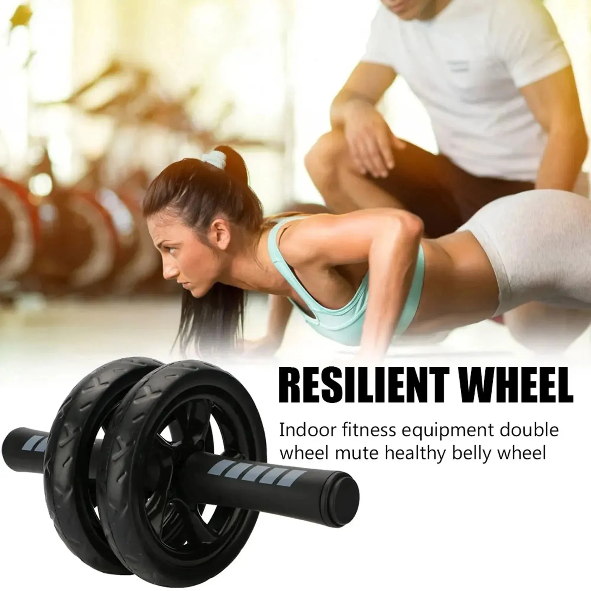 AB Roller Wheel Workout Equipment with Knee Pad & Resistance Bands for Core Training