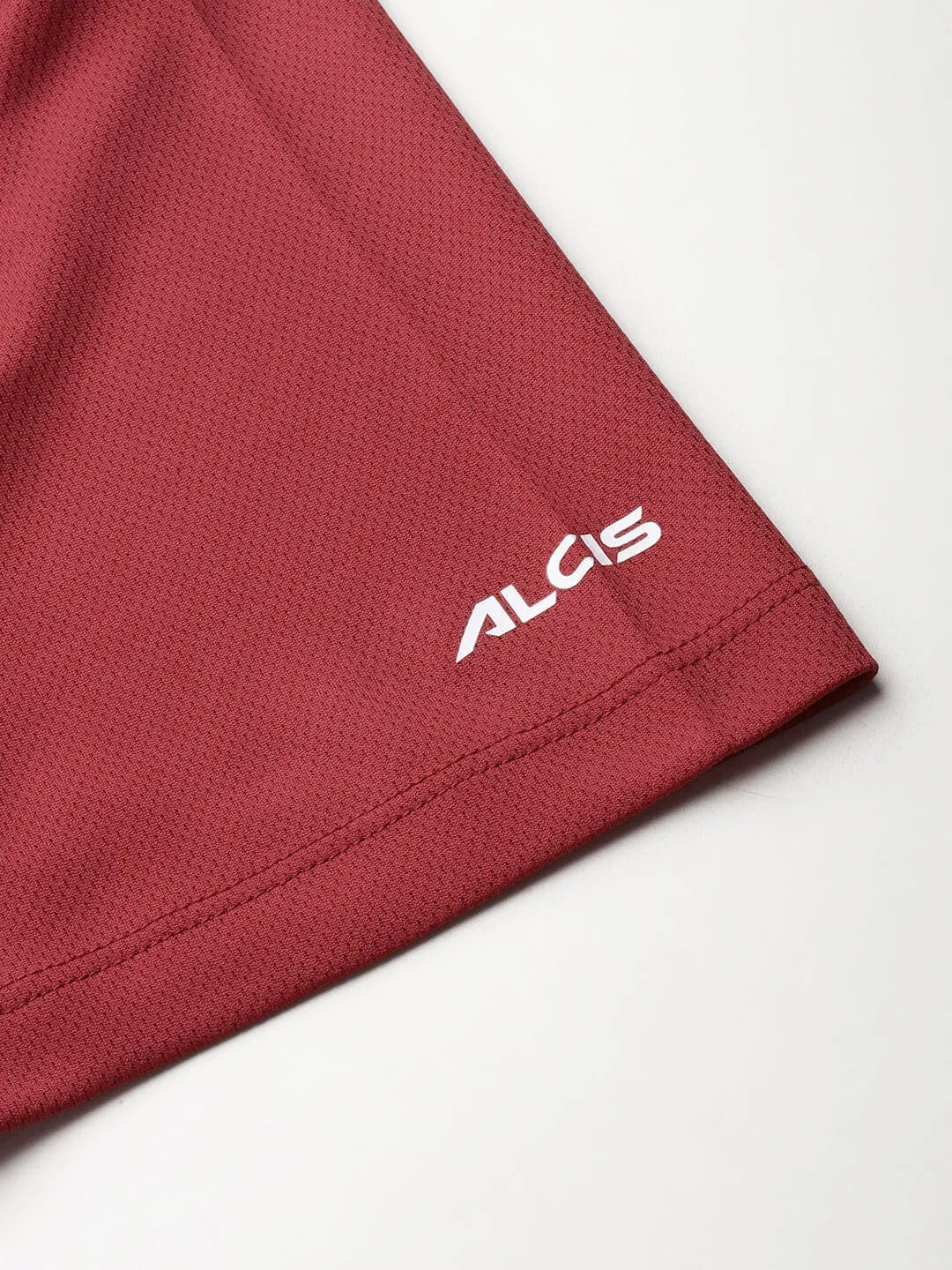 Alcis Men Red Typography Printed Anti Static Slim Fit Sports T-shirt