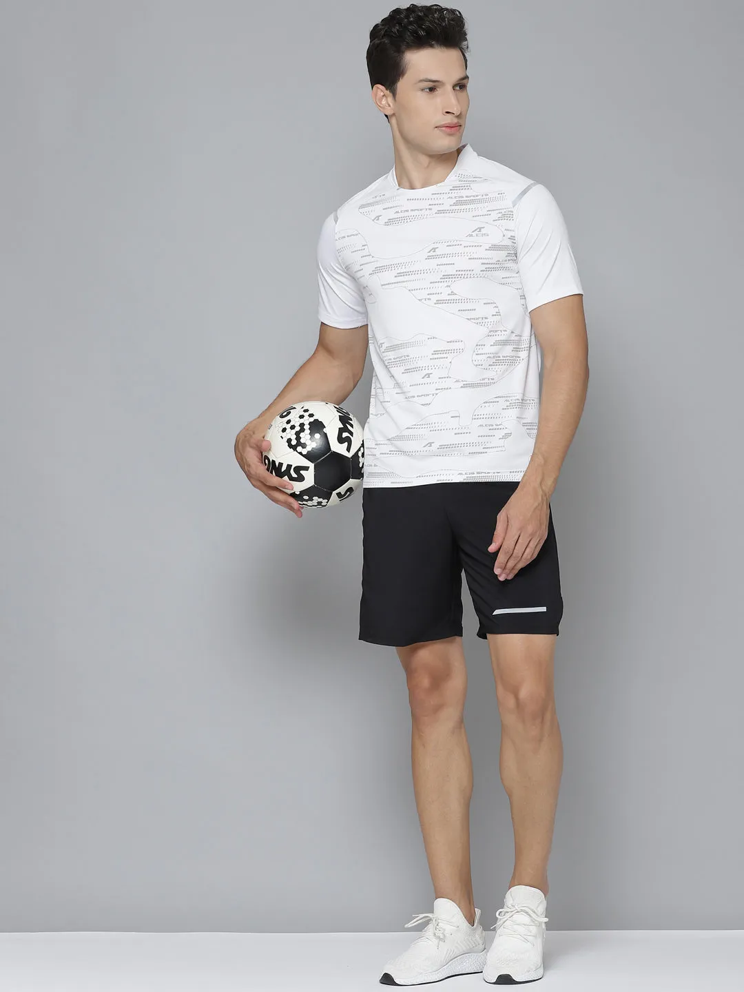 Alcis Men Self Design White Tshirts