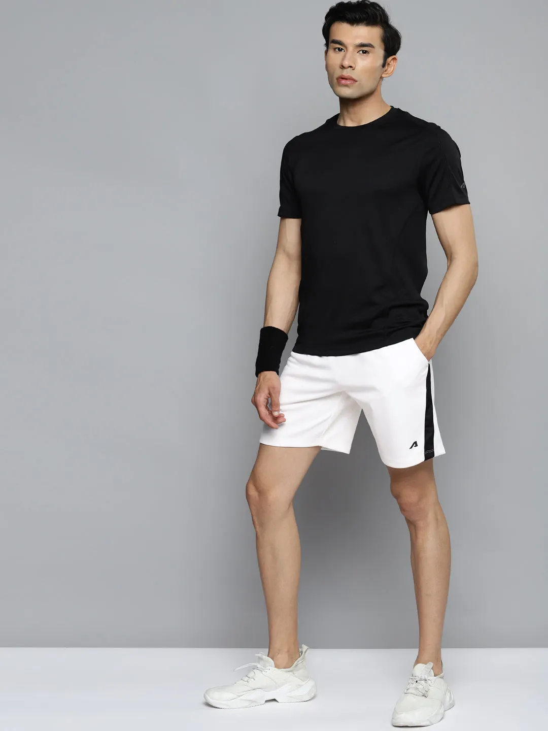 Alcis Men White Slim Fit Training or Gym Sports Shorts