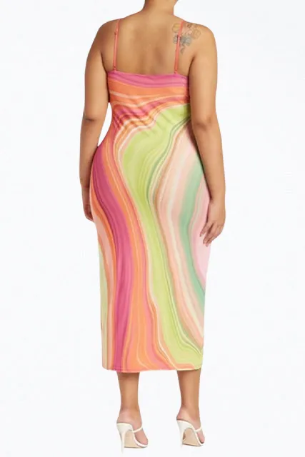 AMINA POWER MESH MIDI SLIP DRESS