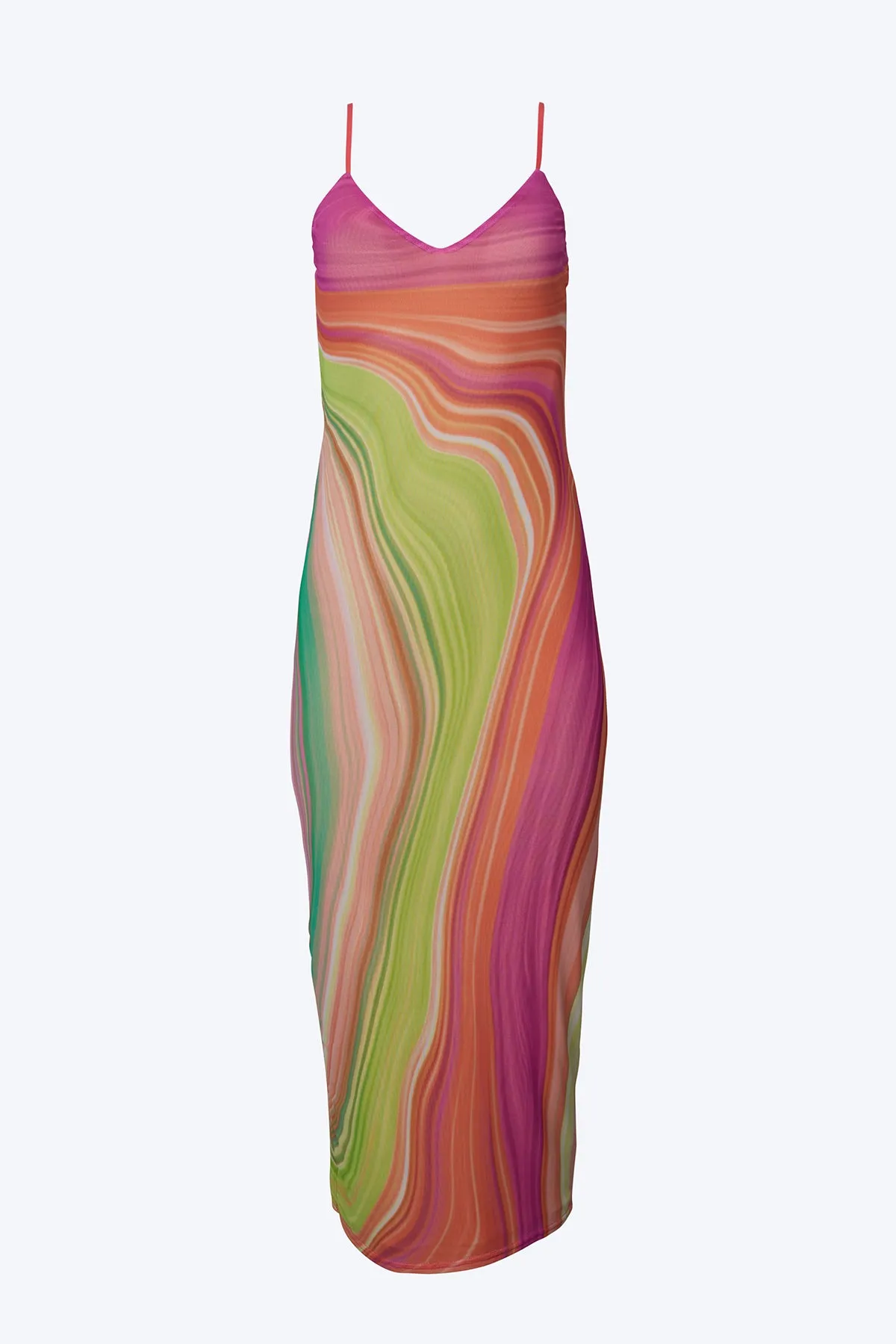 AMINA POWER MESH MIDI SLIP DRESS