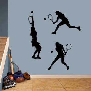 Angleterre Tennis Girl 3 Piece Wall Decal Set Winston Porter Color: Black