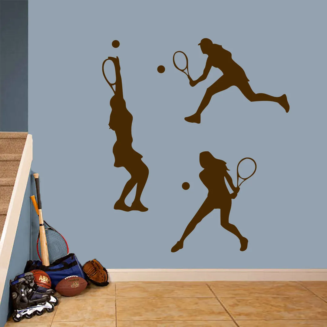 Angleterre Tennis Girl 3 Piece Wall Decal Set Winston Porter Color: Chocolate Brown