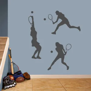 Angleterre Tennis Girl 3 Piece Wall Decal Set Winston Porter Color: Dark Gray