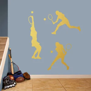 Angleterre Tennis Girl 3 Piece Wall Decal Set Winston Porter Color: Gold