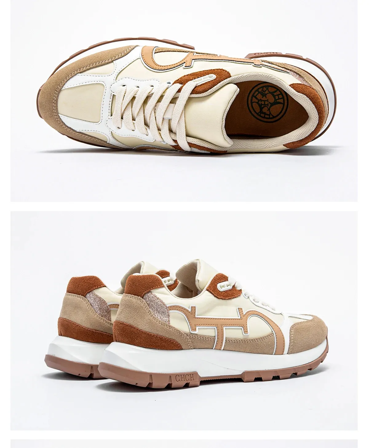 Apricot Lace-Up Women's Tennis & Walking Shoes