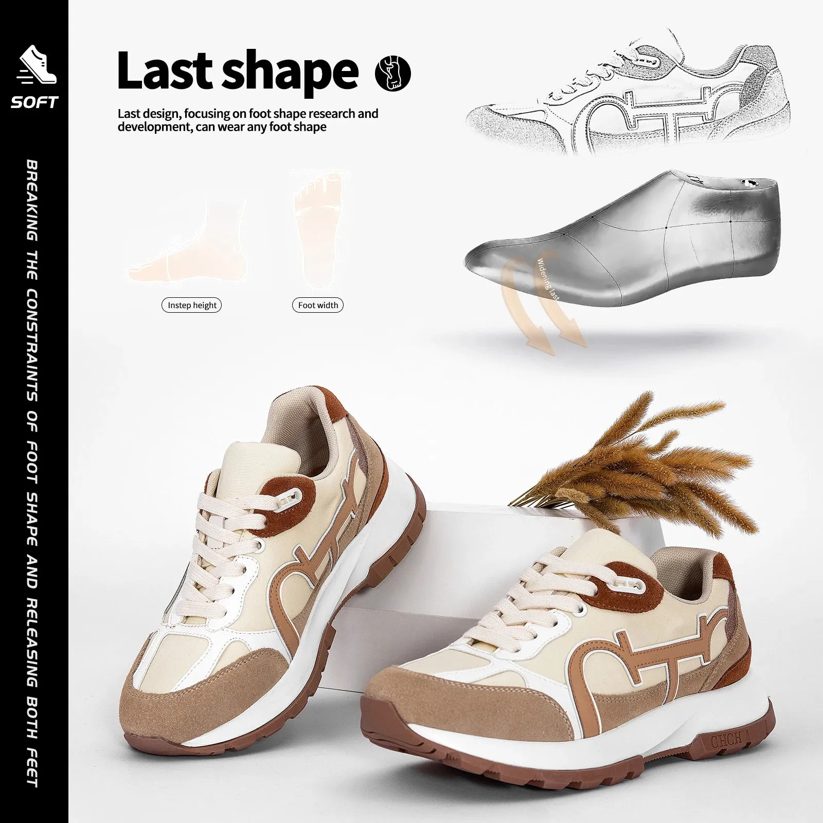 Apricot Lace-Up Women's Tennis & Walking Shoes