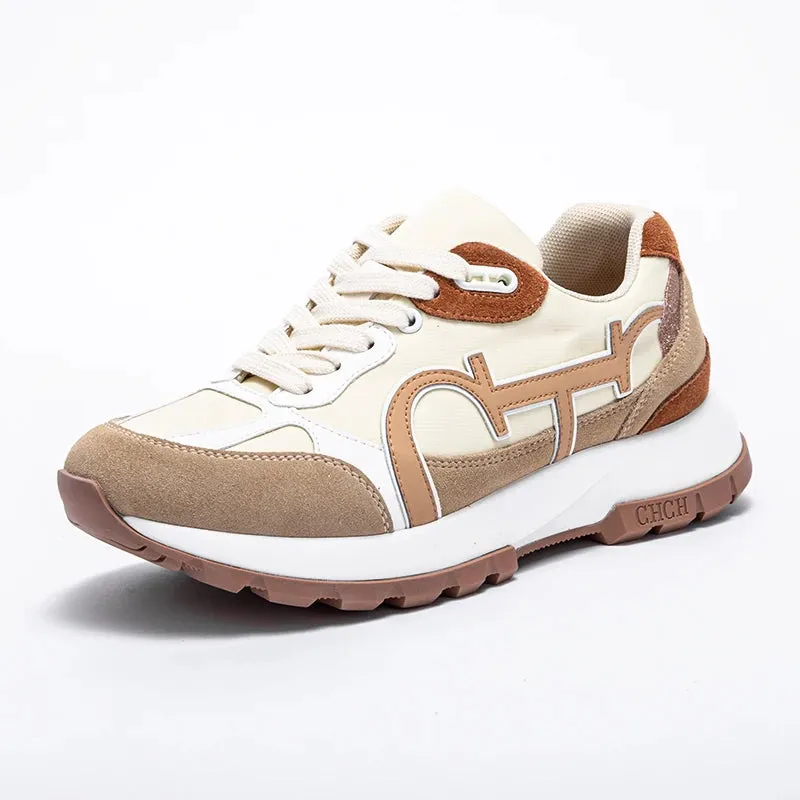 Apricot Lace-Up Women's Tennis & Walking Shoes
