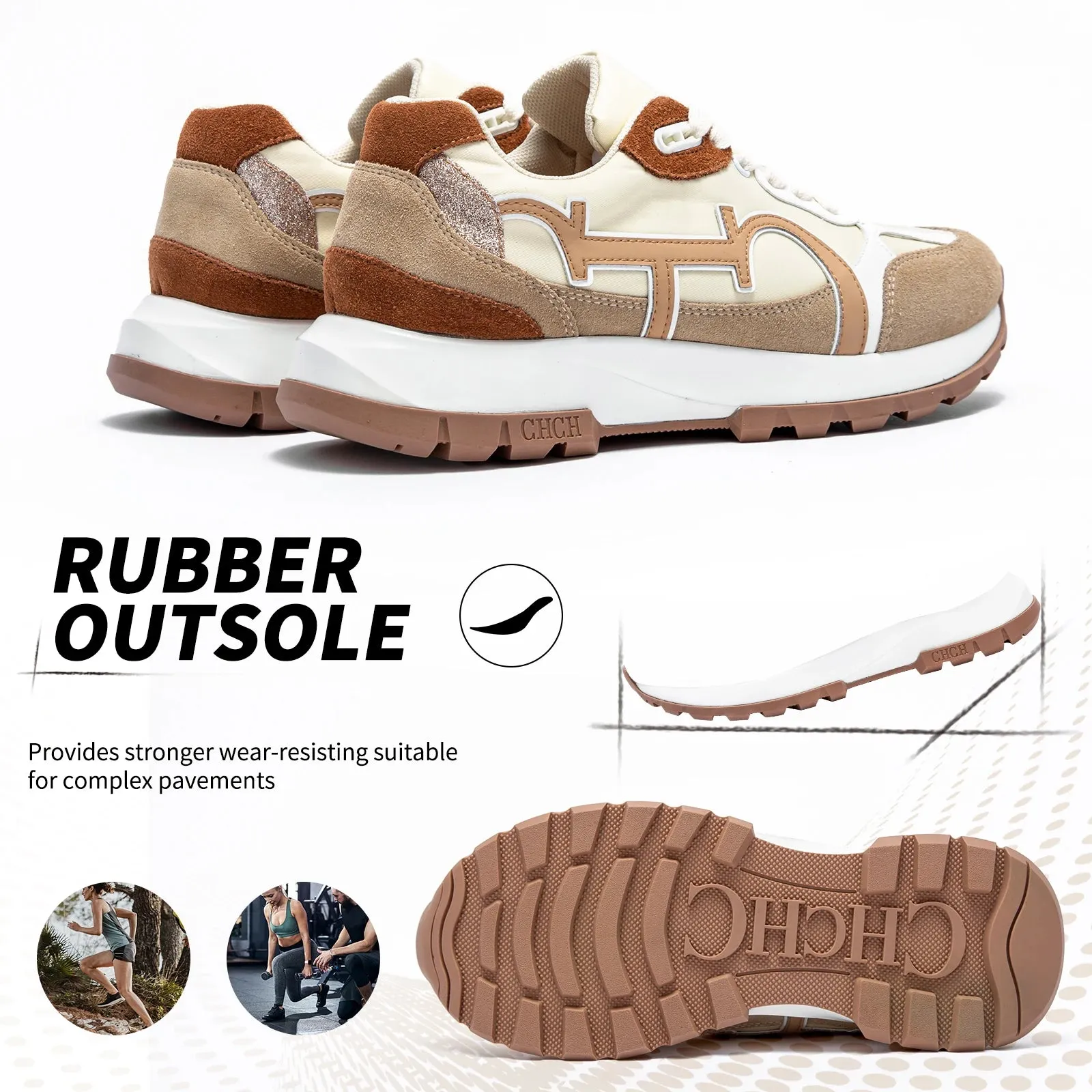 Apricot Lace-Up Women's Tennis & Walking Shoes