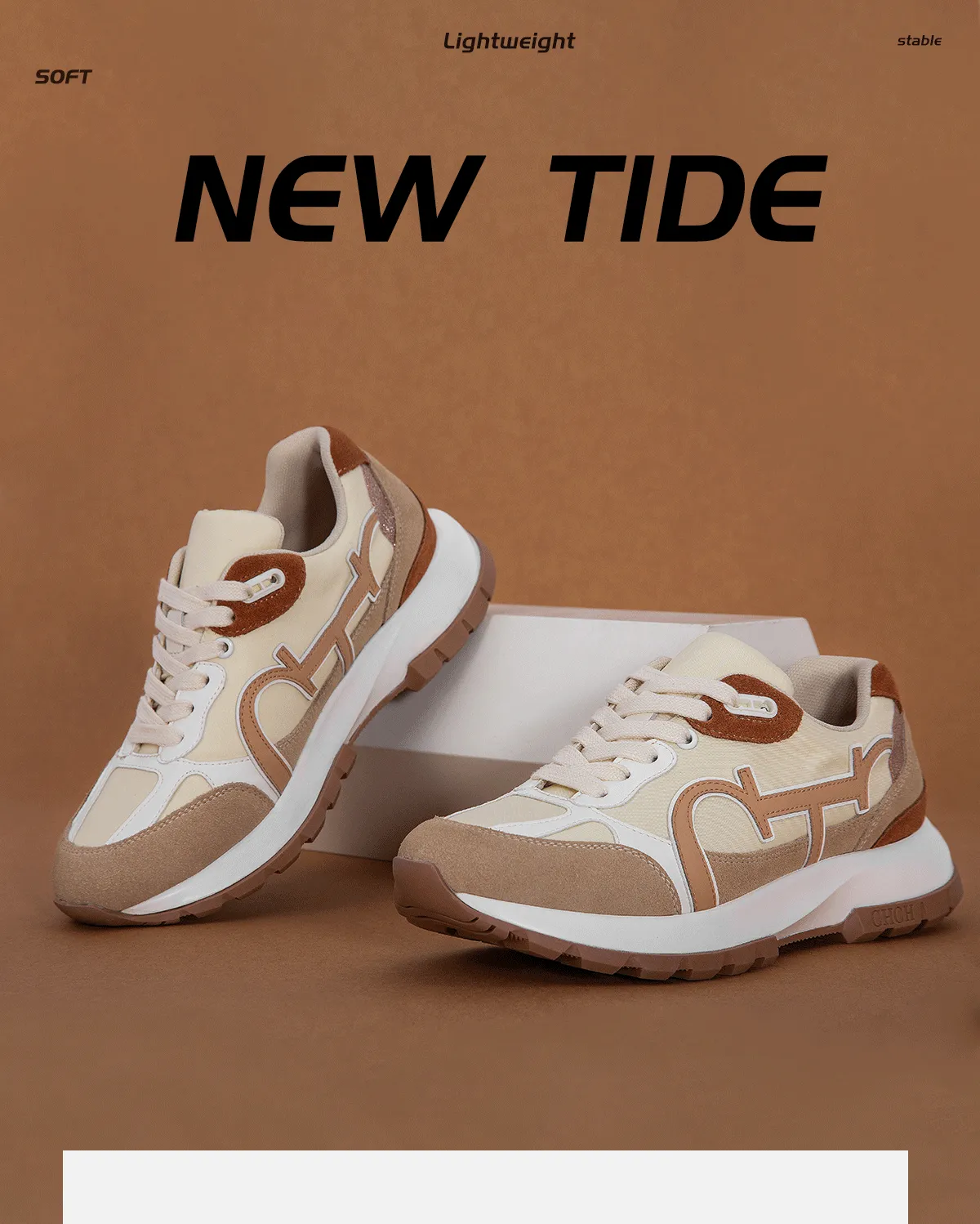 Apricot Lace-Up Women's Tennis & Walking Shoes