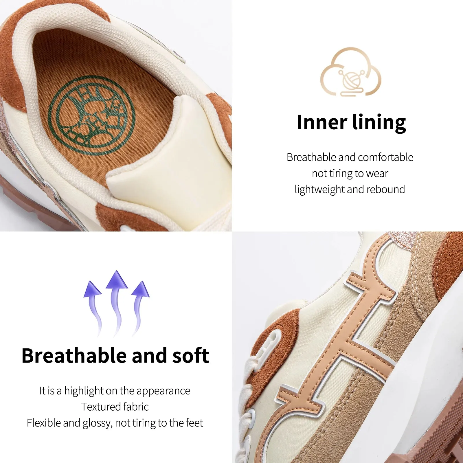 Apricot Lace-Up Women's Tennis & Walking Shoes