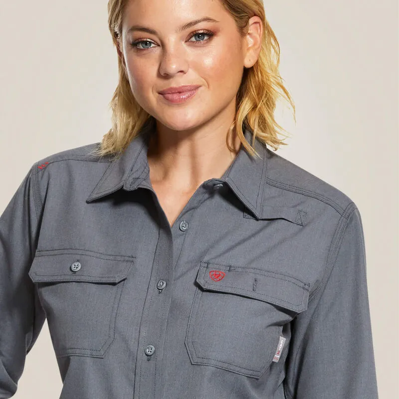 Ariat Women's Featherlight Flame Resist Work Shirt Gunmetal - 10030335