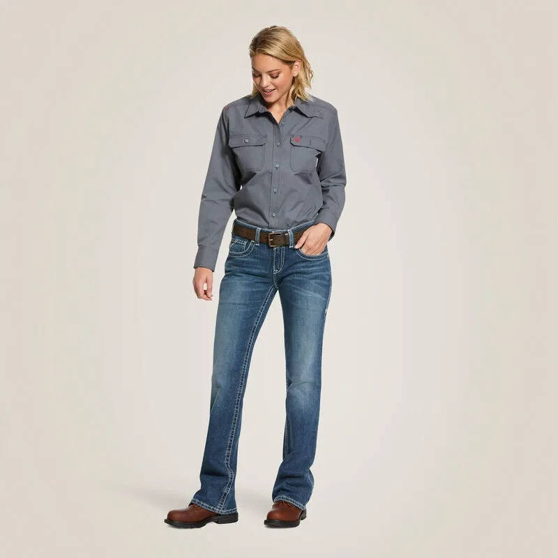 Ariat Women's Featherlight Flame Resist Work Shirt Gunmetal - 10030335