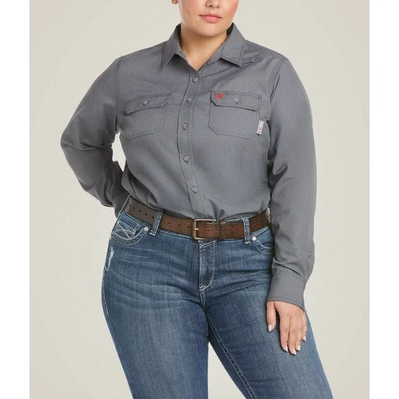 Ariat Women's Featherlight Flame Resist Work Shirt Gunmetal - 10030335