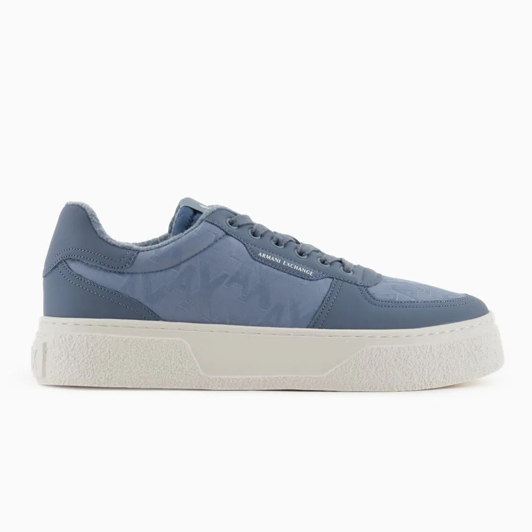 ARMANI EXCHANGE Fabric Allover Logo Sneakers XUX196-BLU