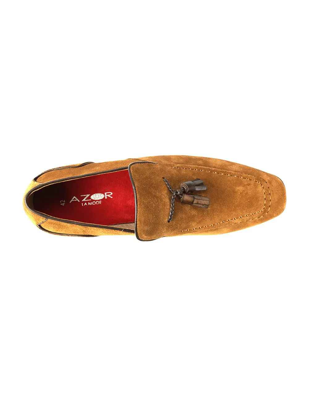 AZOR Mens Semi - Square Bruno Slip On Shoes Tan UK 7 to UK 12