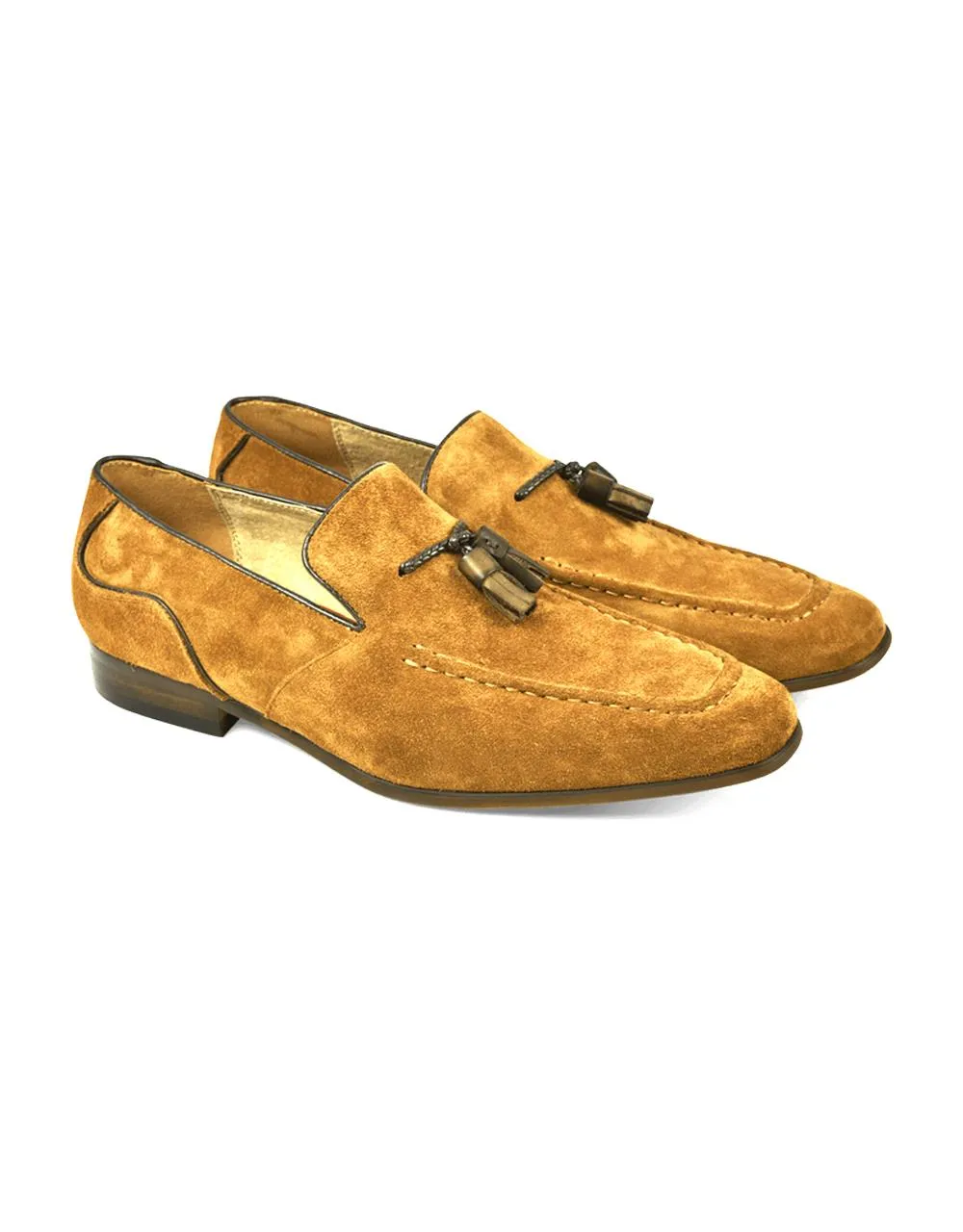 AZOR Mens Semi - Square Bruno Slip On Shoes Tan UK 7 to UK 12