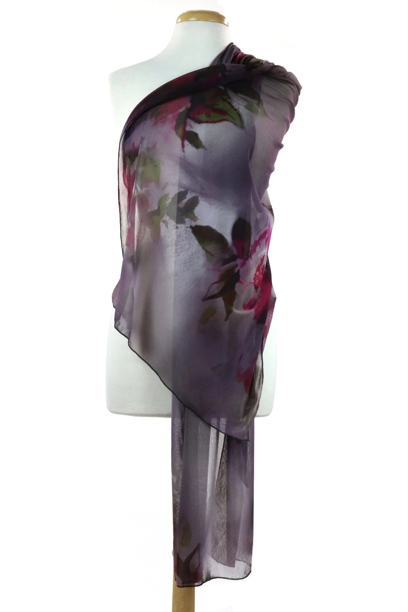 BEVERLY Long and Wide Sheer Print Shawl Wrap Stole