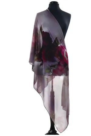BEVERLY Long and Wide Sheer Print Shawl Wrap Stole