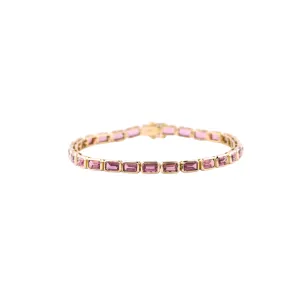 Bezel Pink Sapphire Emerald Tennis Bracelet
