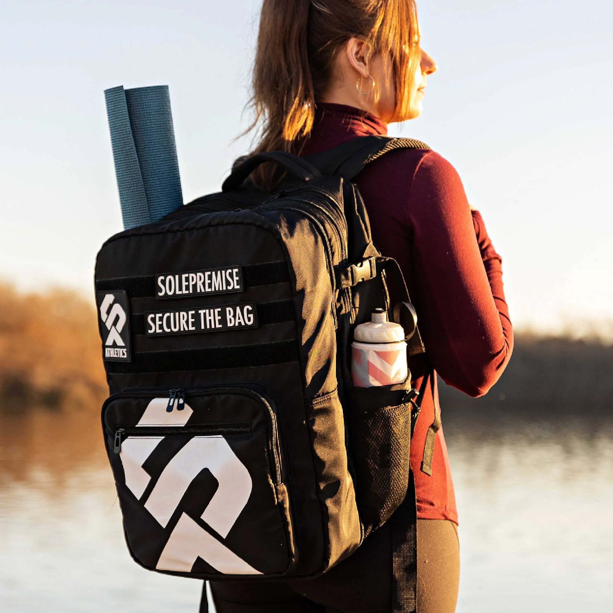 Black Sports Gym Backpack with Shoe Compartments