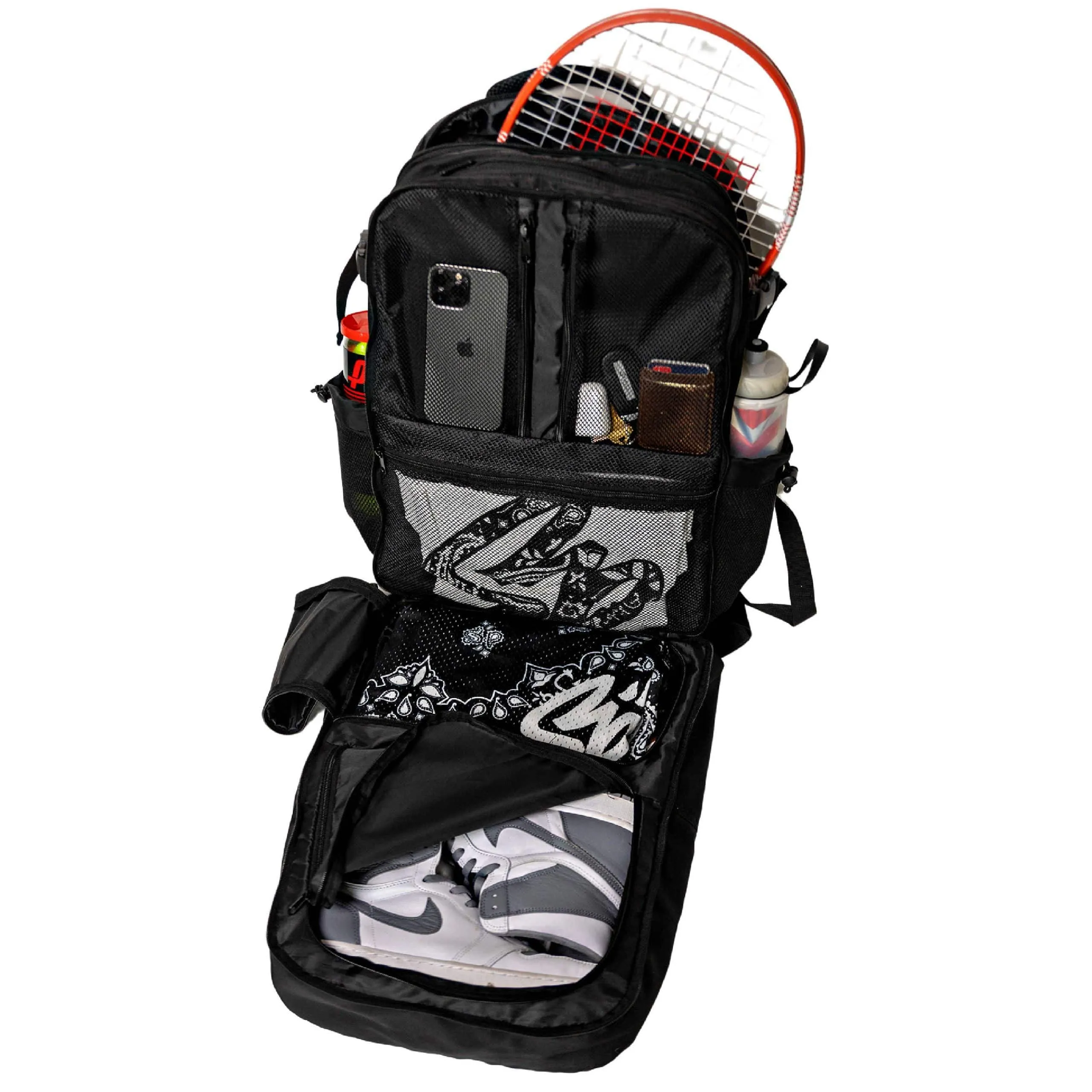 Black Sports Gym Backpack with Shoe Compartments