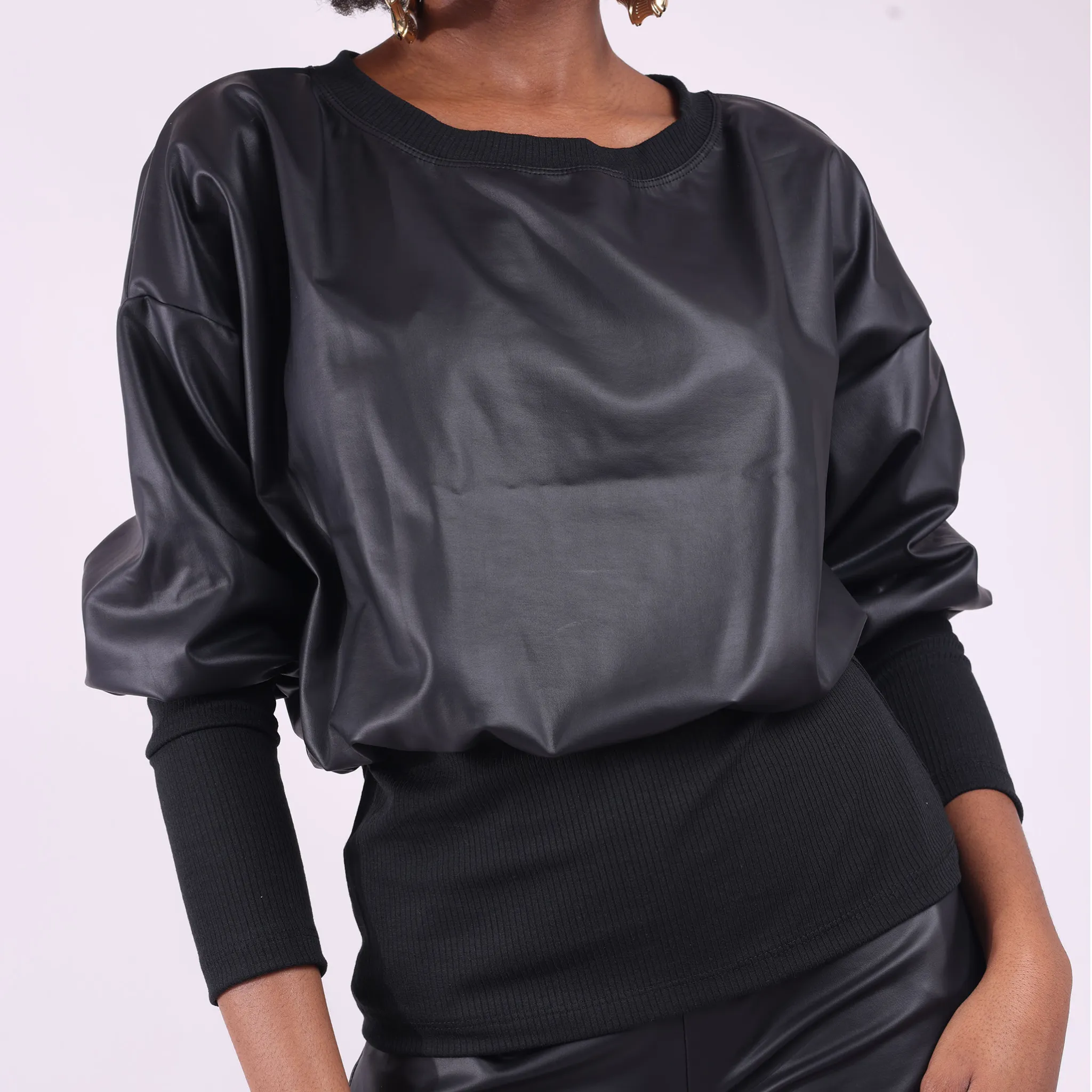 Black Vegan Leather Top